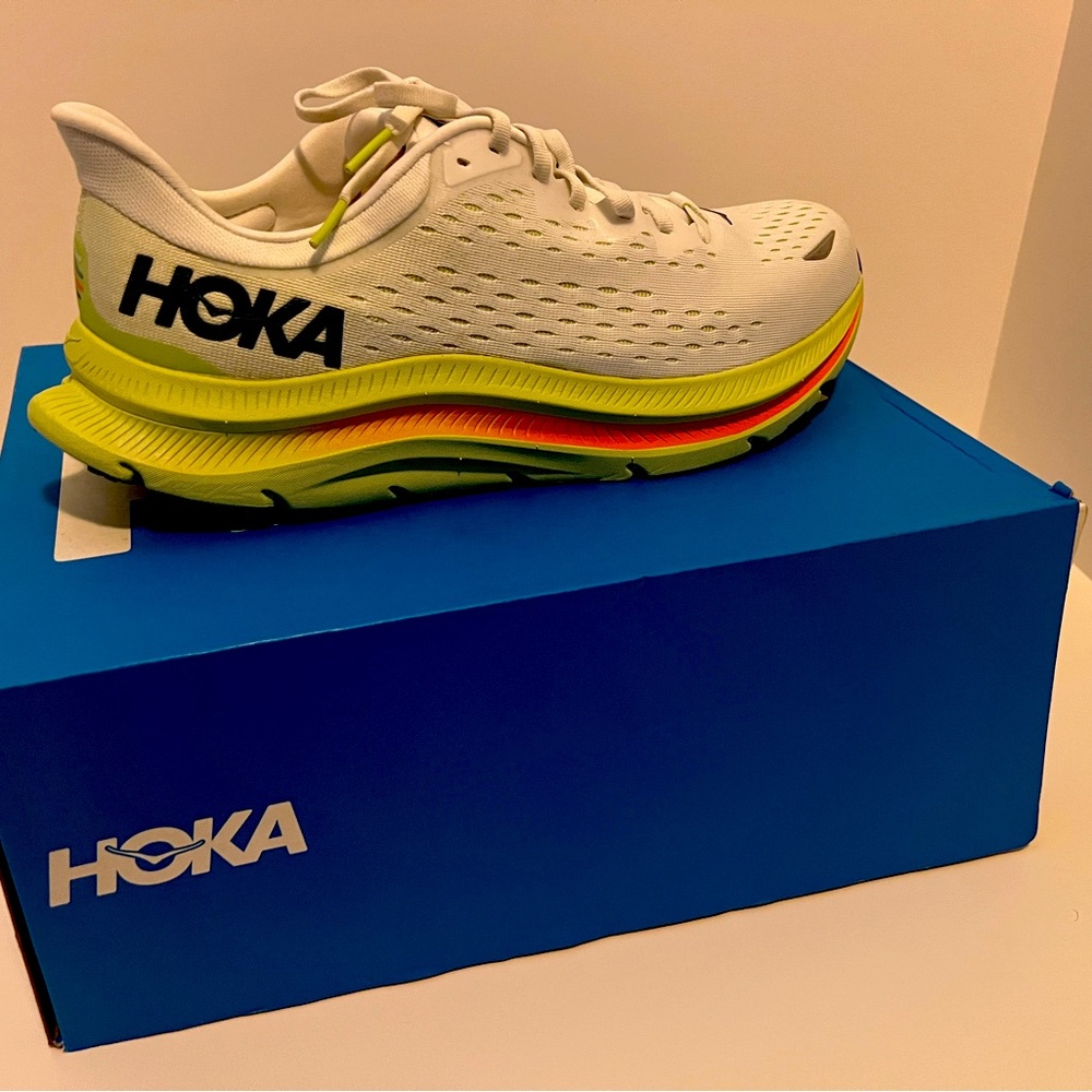 Hoka One One M Kawana (Brand New) White upper with multicolor sole.